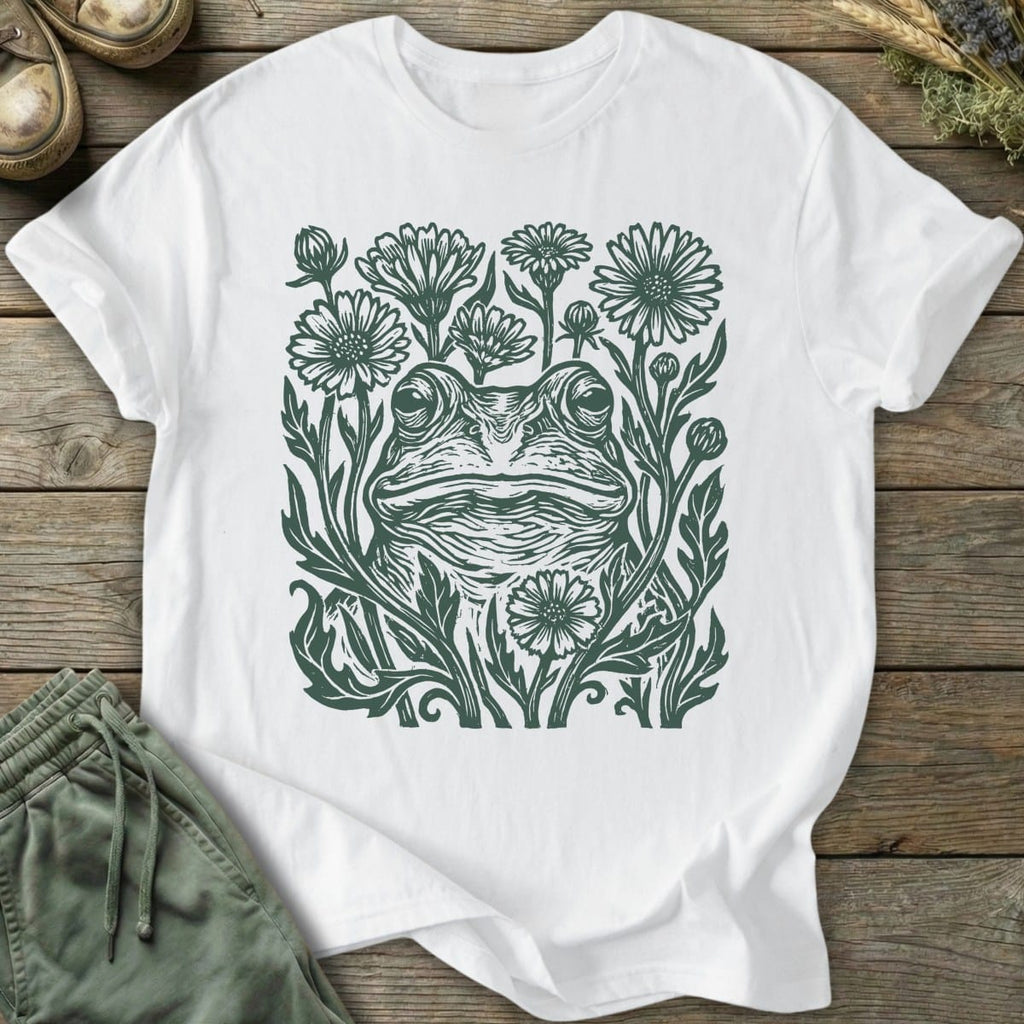 Printify T-Shirt Linocut Frog T-Shirt