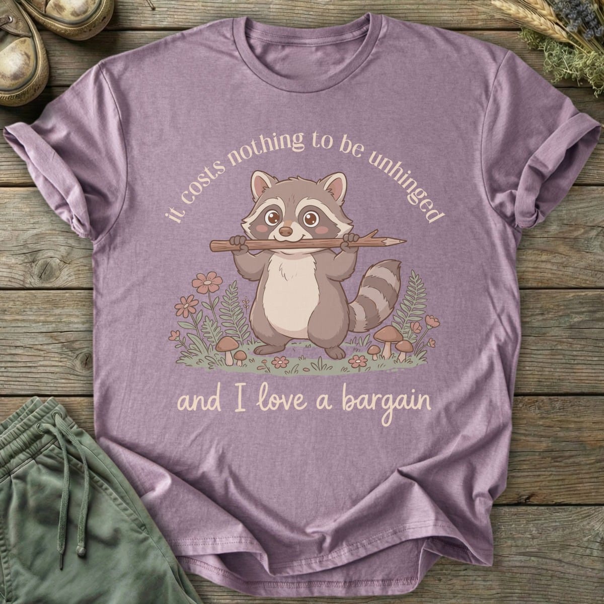Printify T-Shirt Love A Bargain Raccoon T-Shirt
