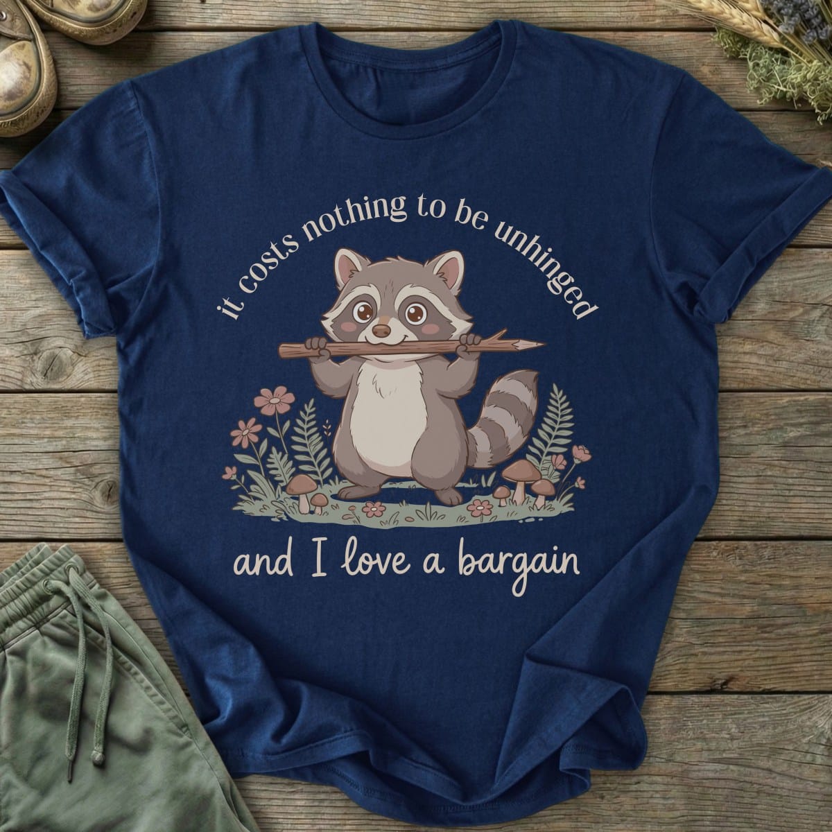 Printify T-Shirt Love A Bargain Raccoon T-Shirt