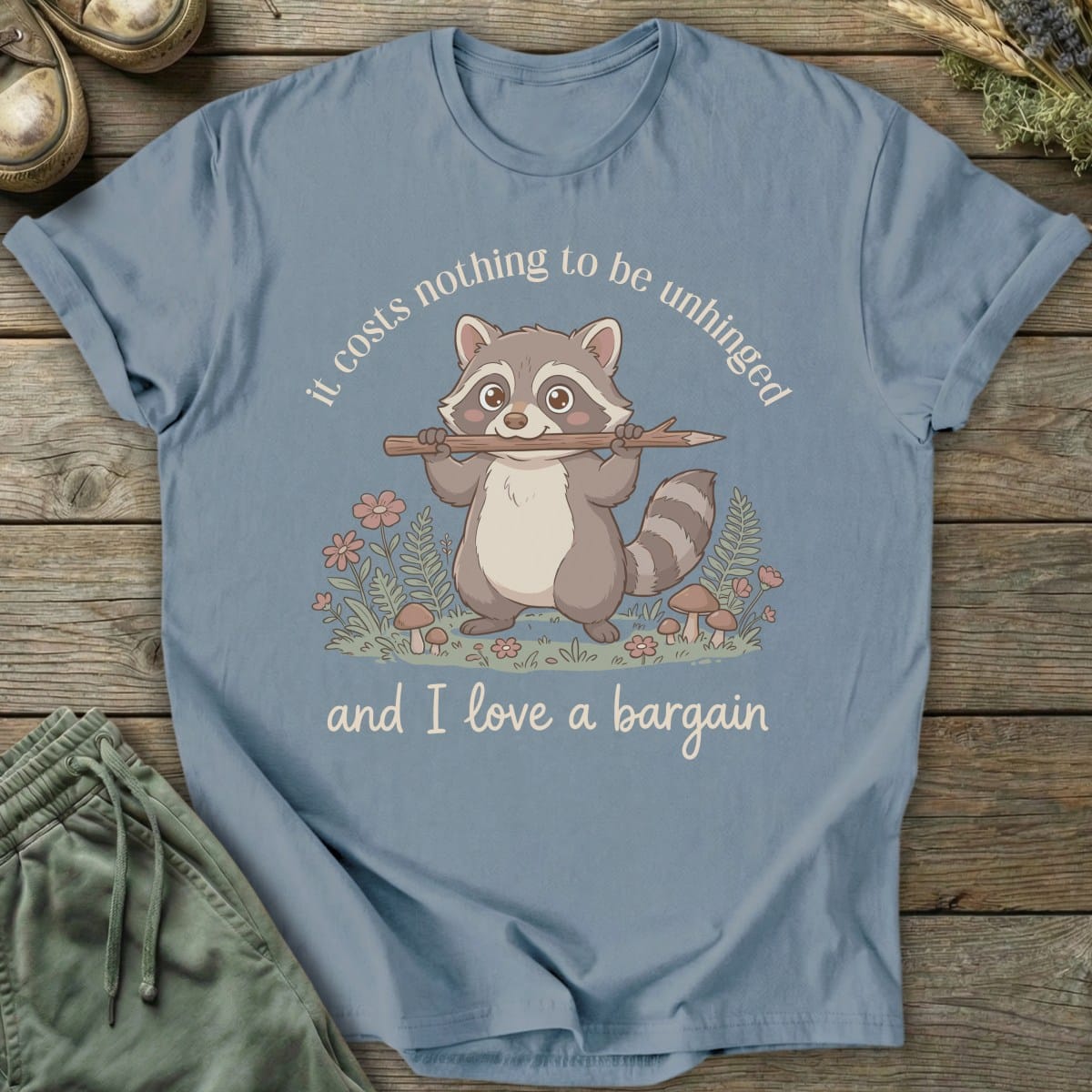 Printify T-Shirt Love A Bargain Raccoon T-Shirt