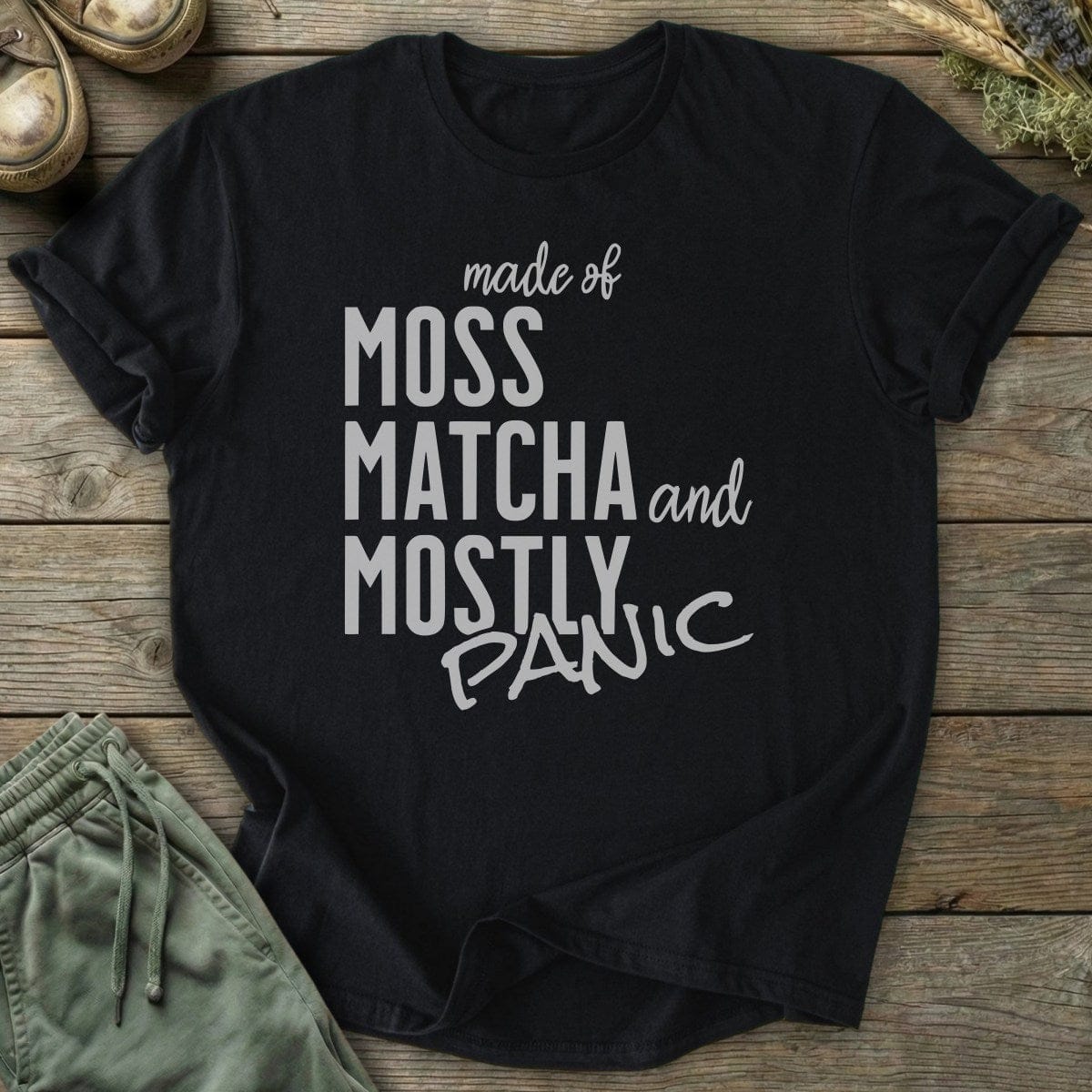 Printify T-Shirt Moss Matcha Panic T-Shirt
