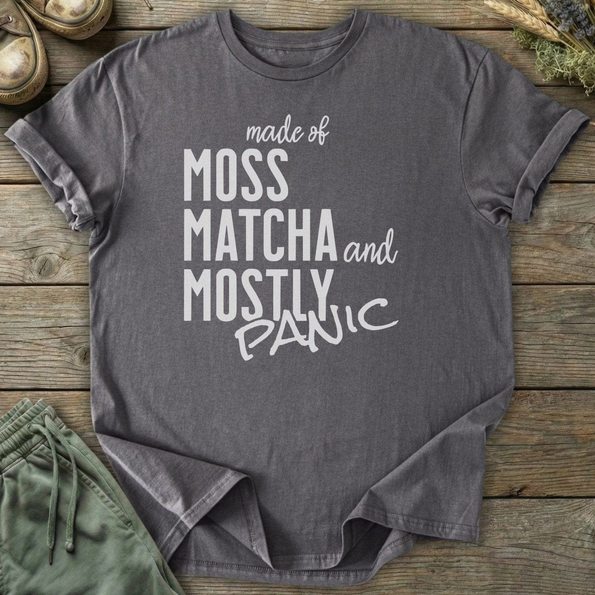 Printify T-Shirt Moss Matcha Panic T-Shirt