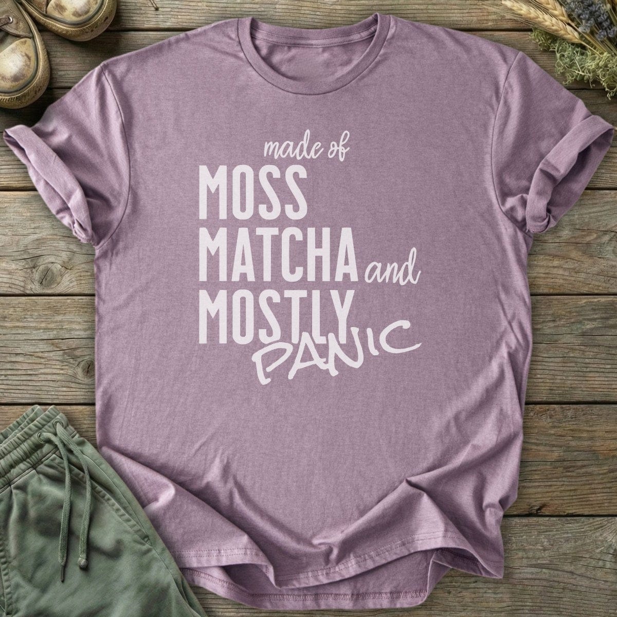 Printify T-Shirt Moss Matcha Panic T-Shirt