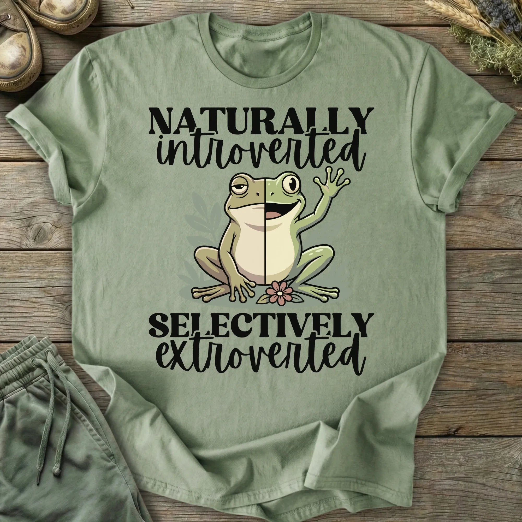 Printify T-Shirt Naturally Introverted Selectively Extroverted T-Shirt