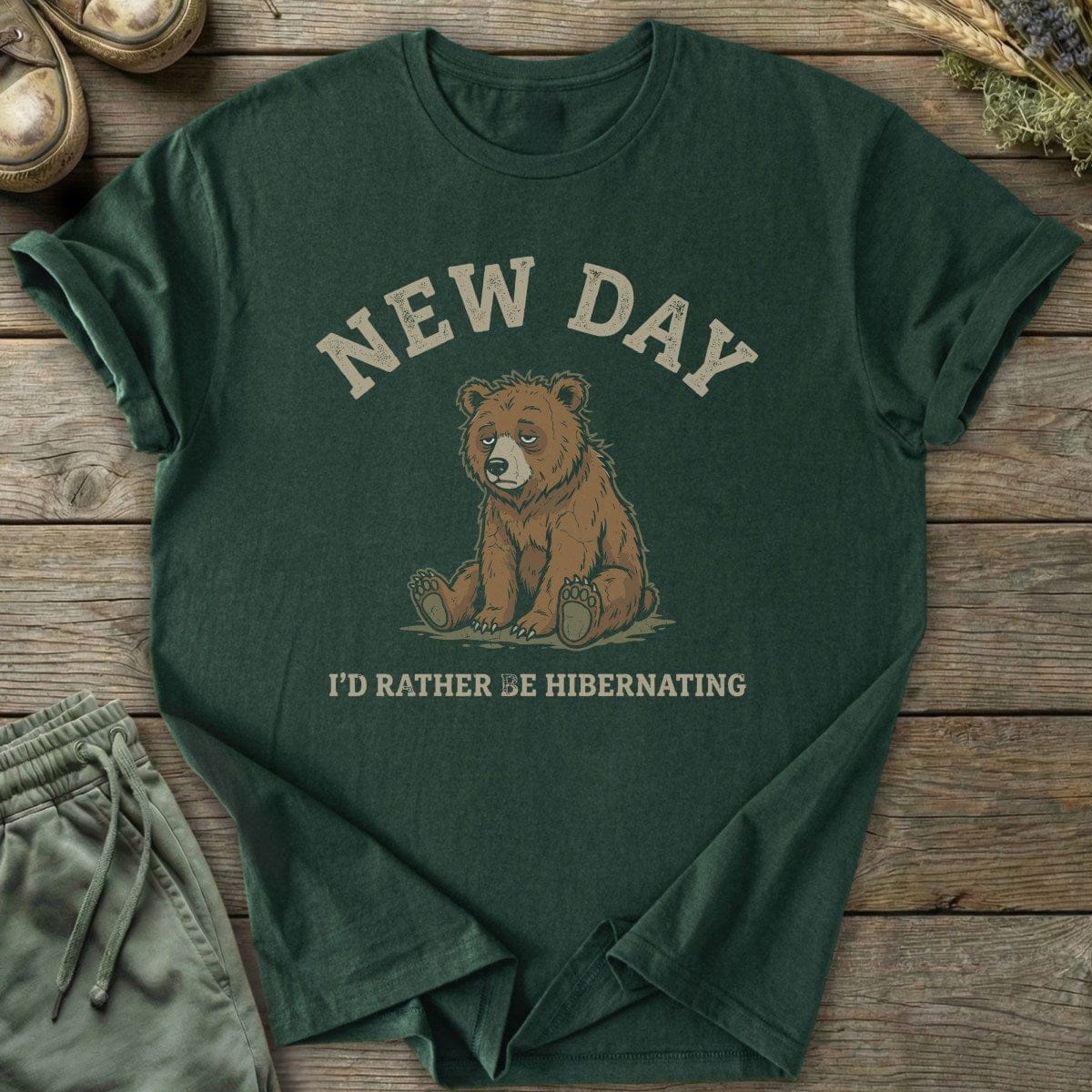 Printify T-Shirt New Day Hibernating T-Shirt
