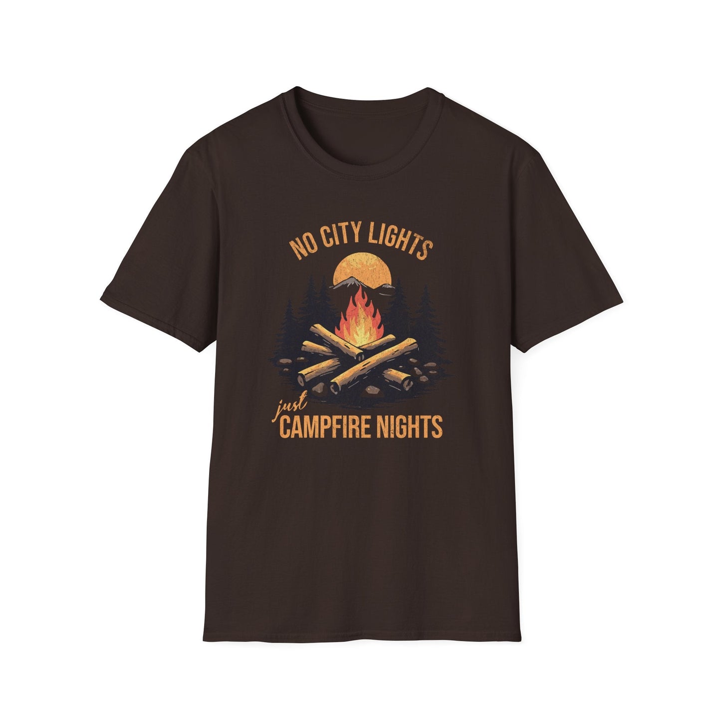 Printify T-Shirt No City Lights Campfire T-Shirt
