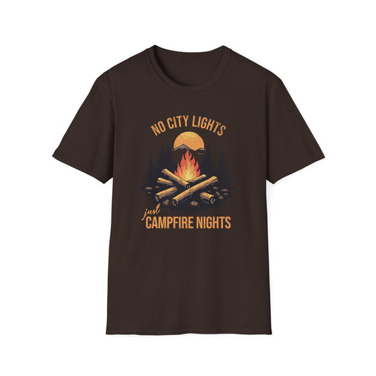 Printify T-Shirt No City Lights Campfire T-Shirt