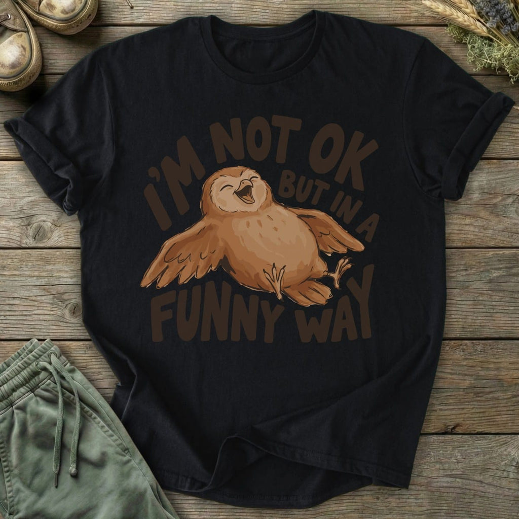 Printify T-Shirt Not OK Funny Owl T-Shirt
