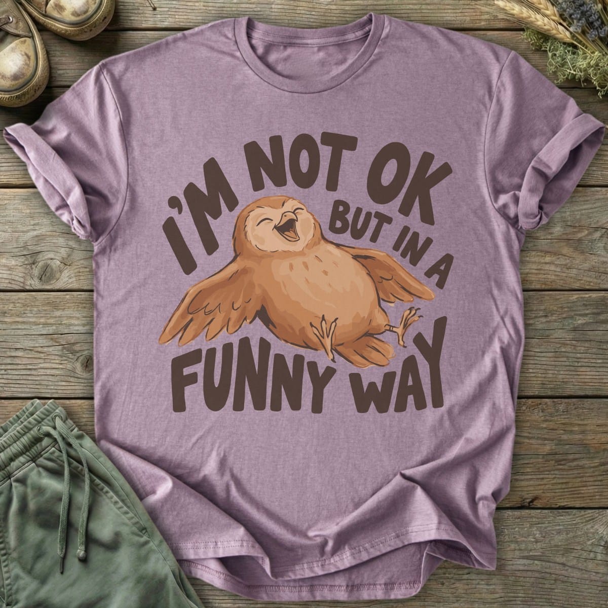 Printify T-Shirt Not OK Funny Owl T-Shirt