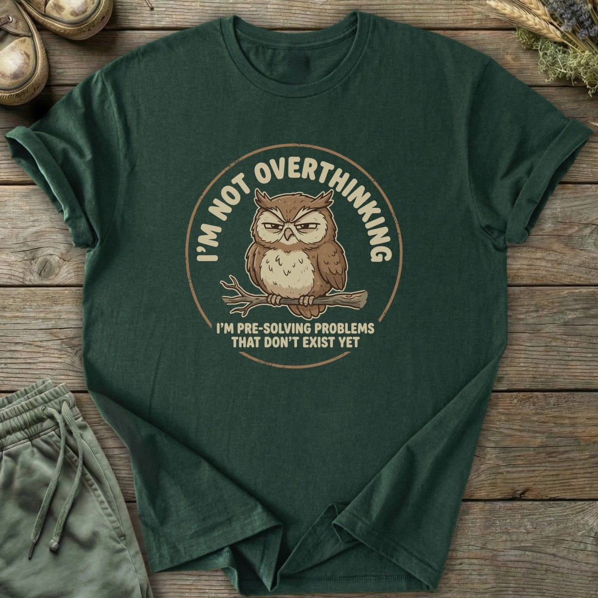 Printify T-Shirt Not Overthinking Owl T-Shirt