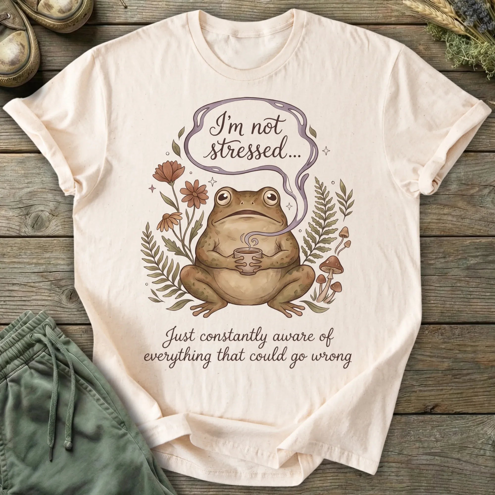 Printify T-Shirt Not Stressed Frog T-Shirt