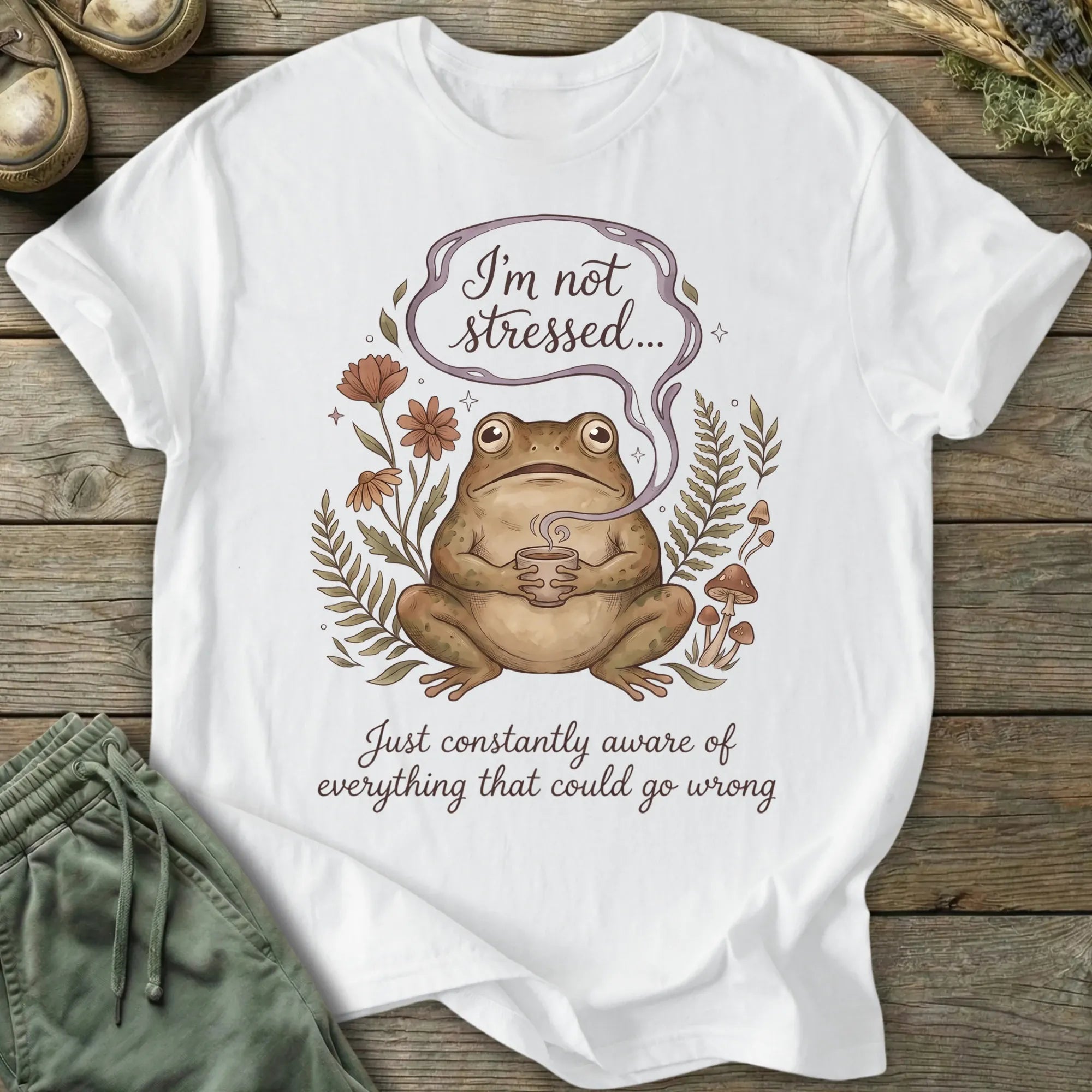 Printify T-Shirt Not Stressed Frog T-Shirt