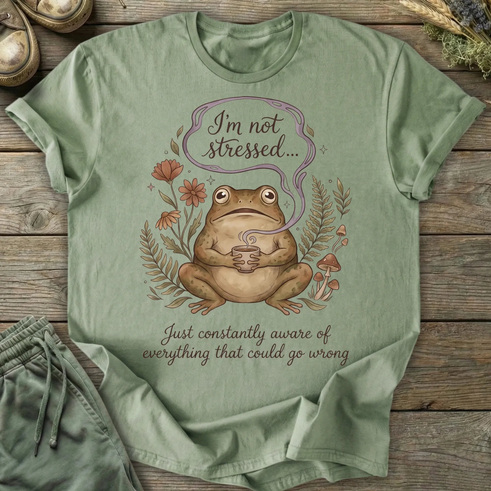 Printify T-Shirt Not Stressed Frog T-Shirt