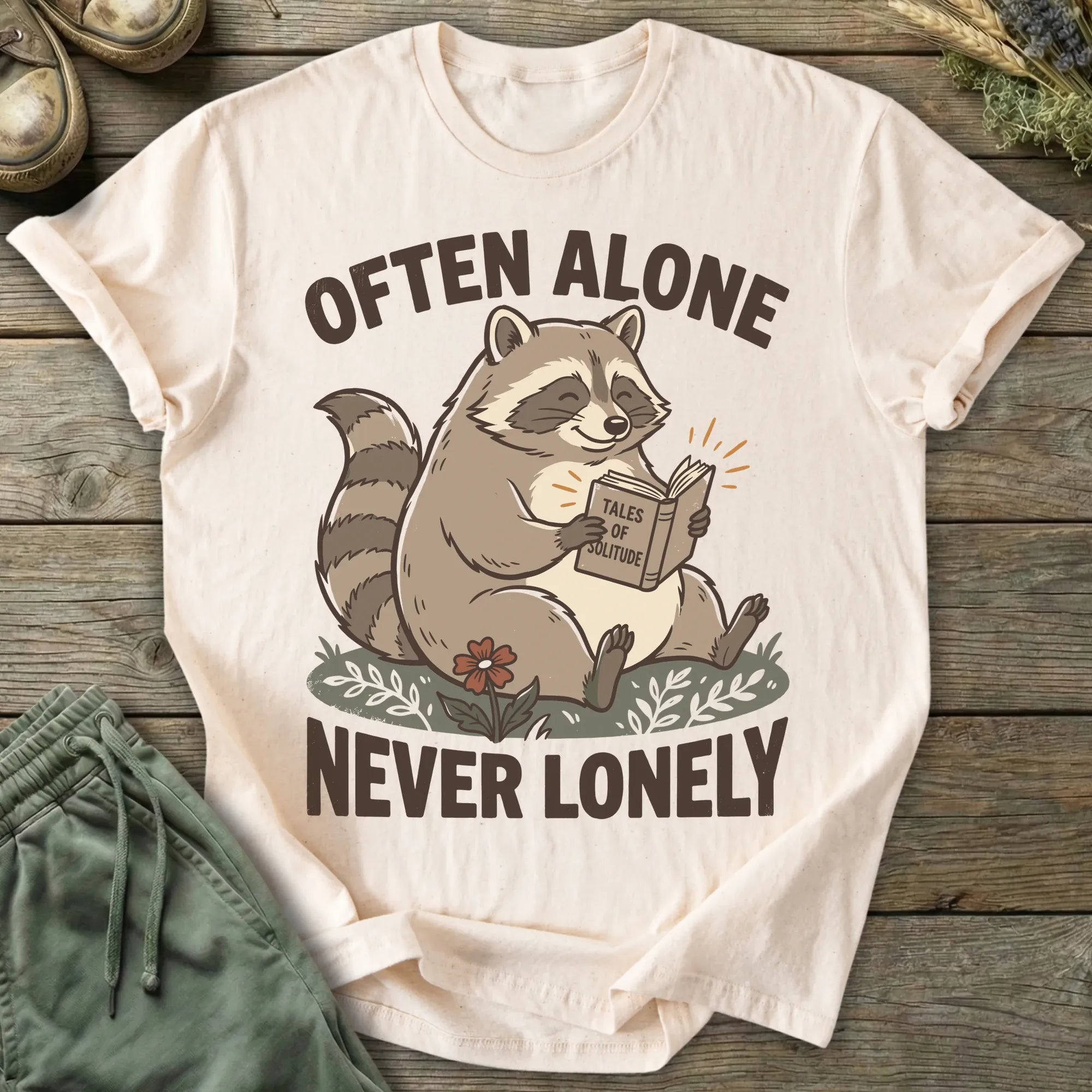 Printify T-Shirt Often Alone Never Lonely T-Shirt