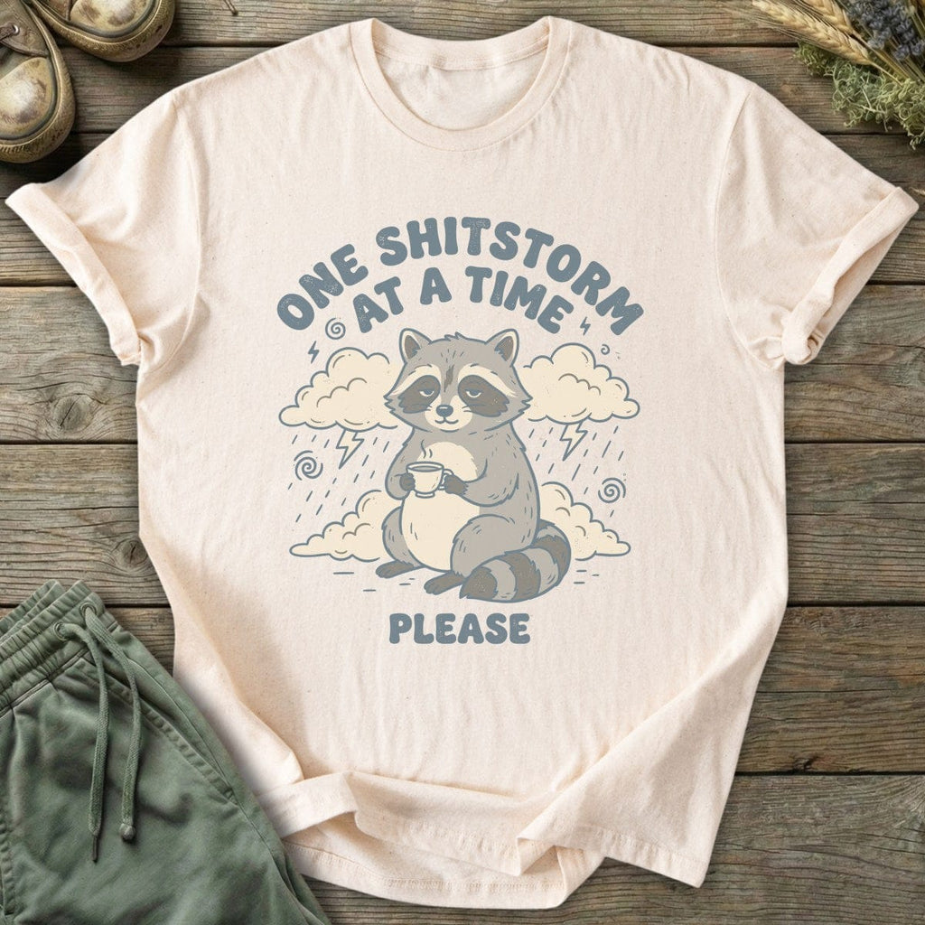 Printify T-Shirt One Shitstorm Raccoon T-Shirt