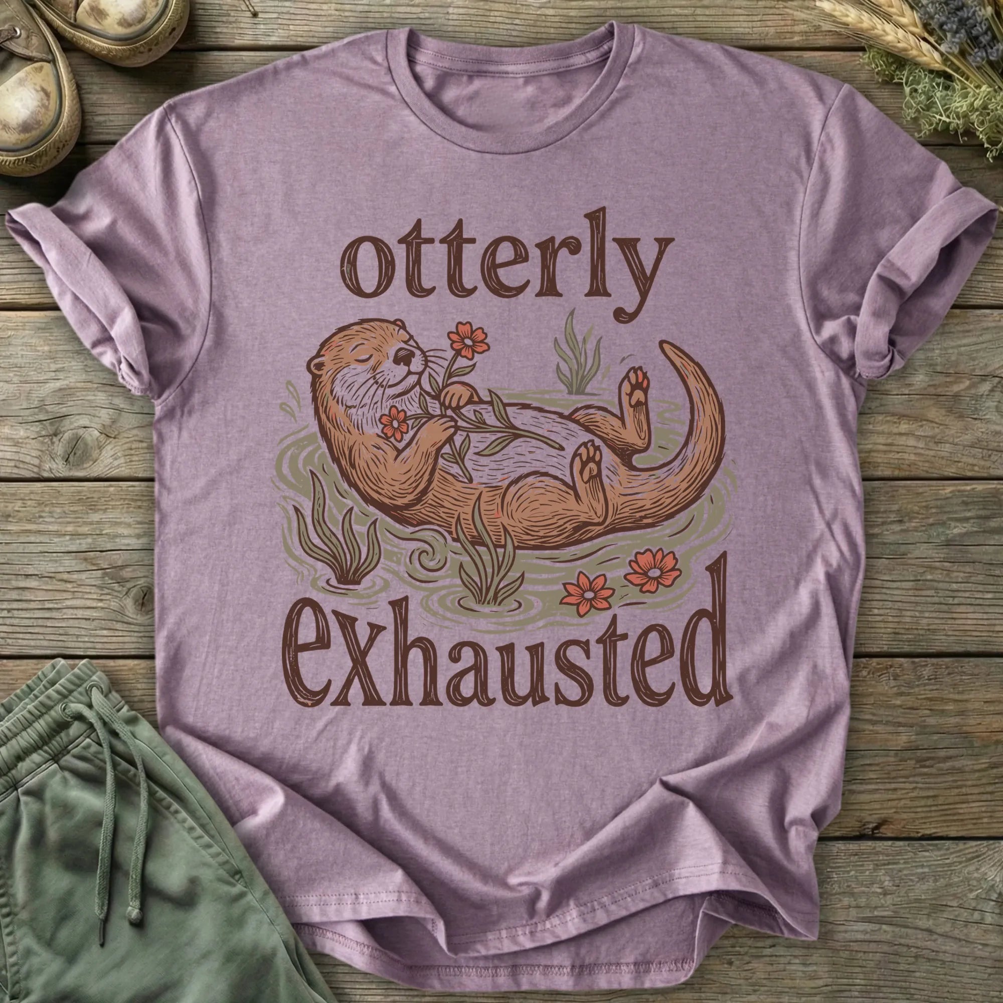 Printify T-Shirt Otterly Exhausted T-Shirt
