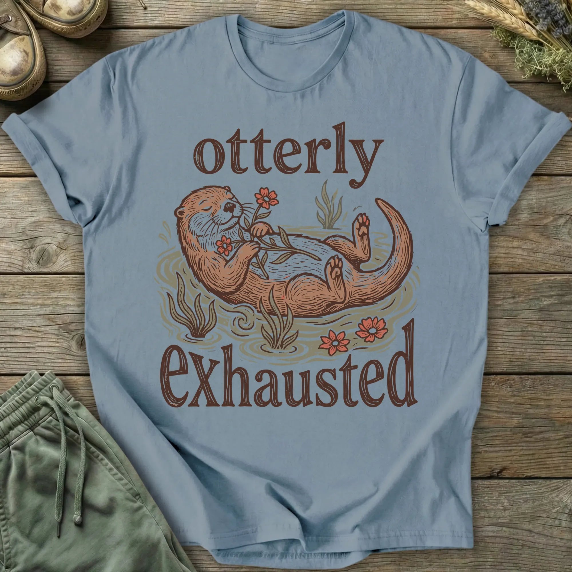 Printify T-Shirt Otterly Exhausted T-Shirt