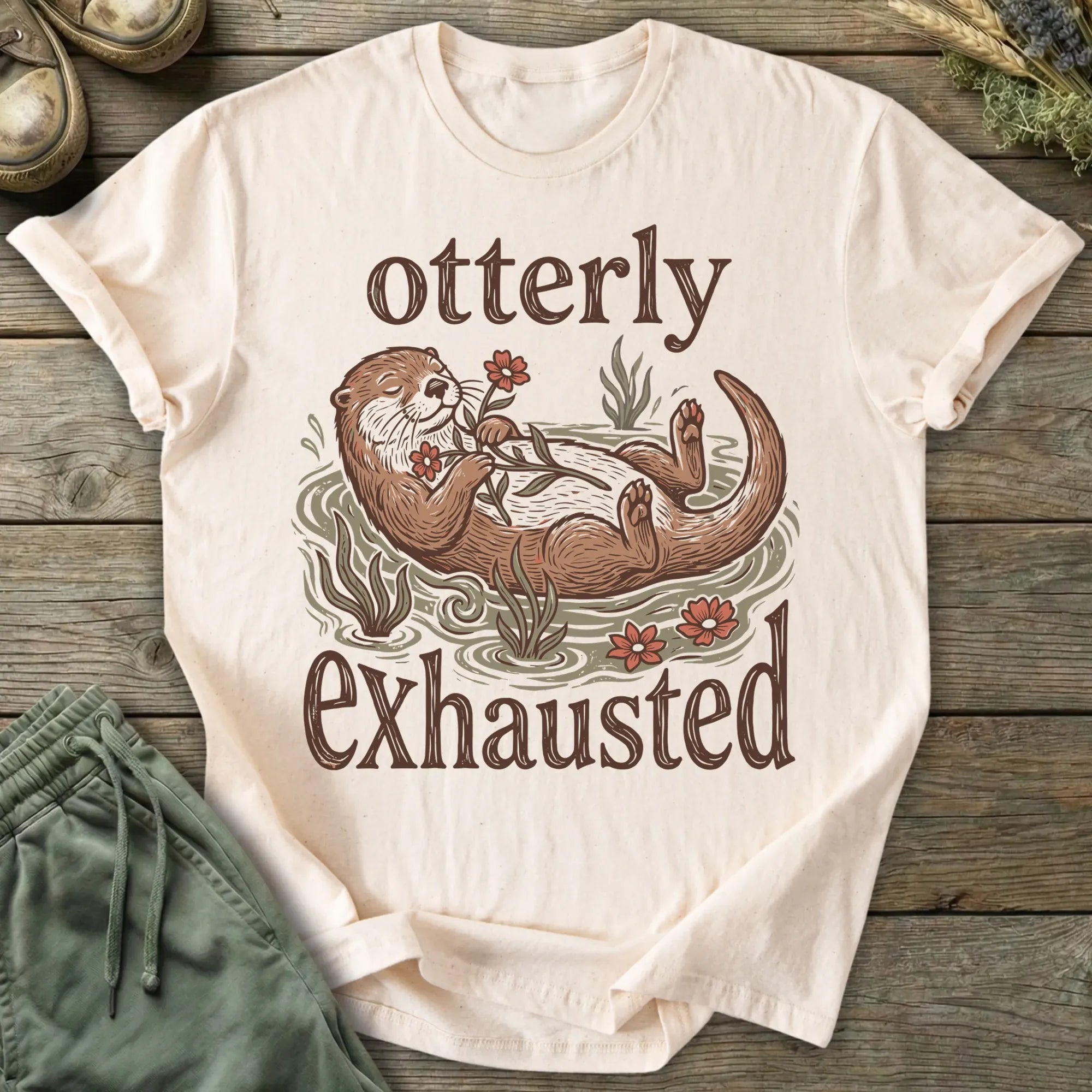 Printify T-Shirt Otterly Exhausted T-Shirt