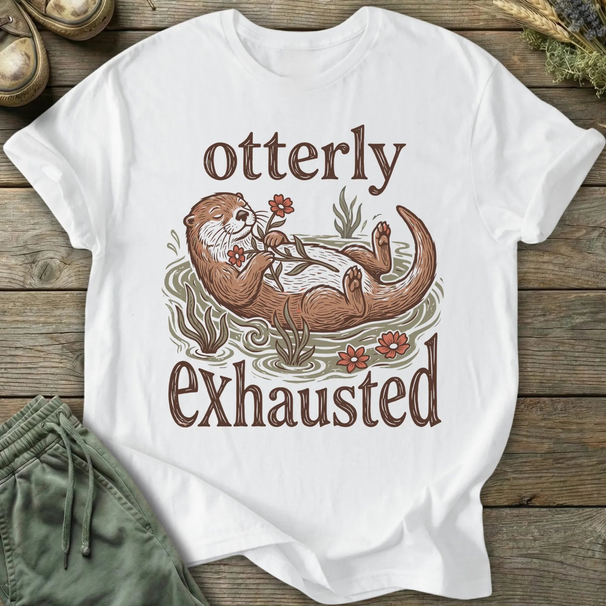 Printify T-Shirt Otterly Exhausted T-Shirt