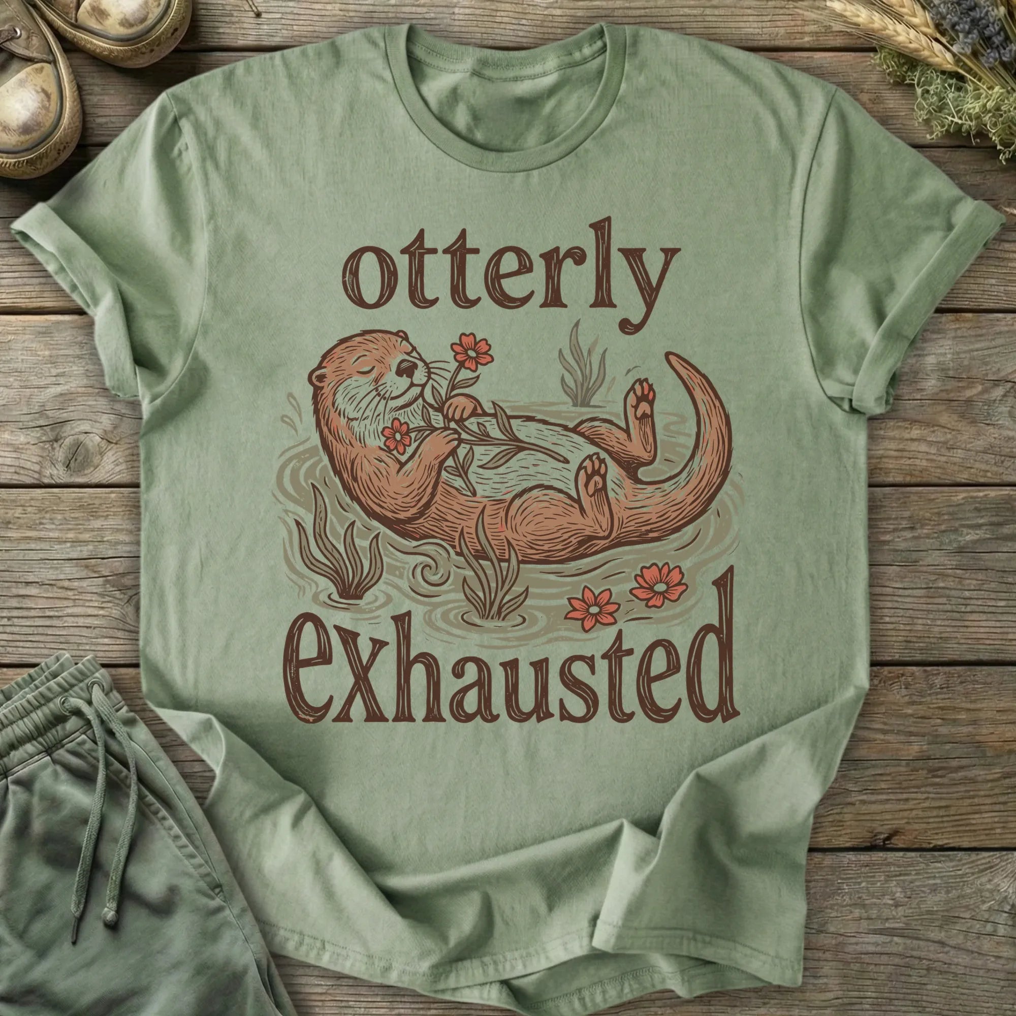 Printify T-Shirt Otterly Exhausted T-Shirt