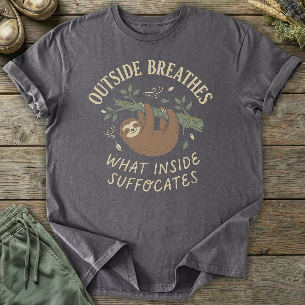 Printify T-Shirt Outside Breathes Sloth T-Shirt