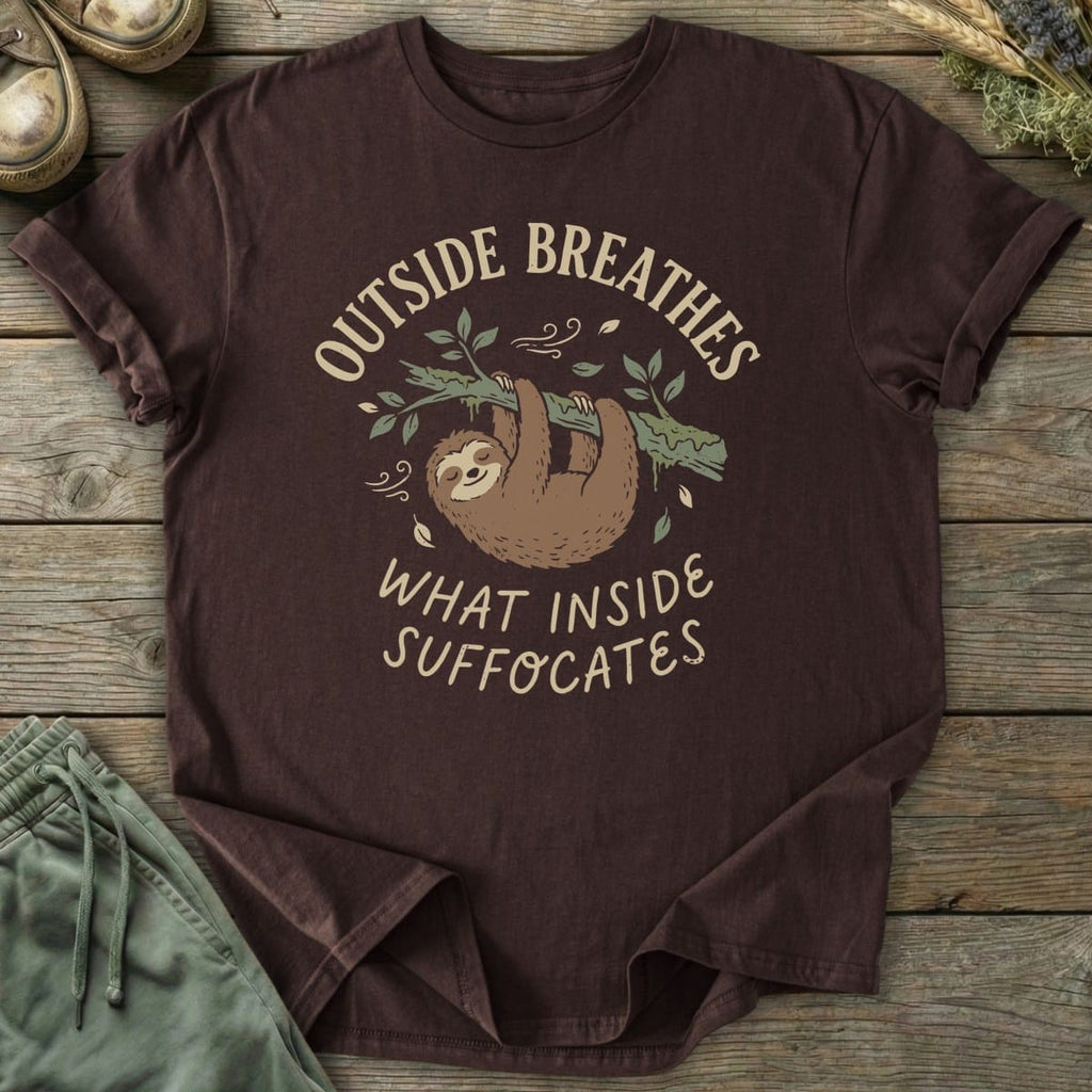 Printify T-Shirt Outside Breathes Sloth T-Shirt