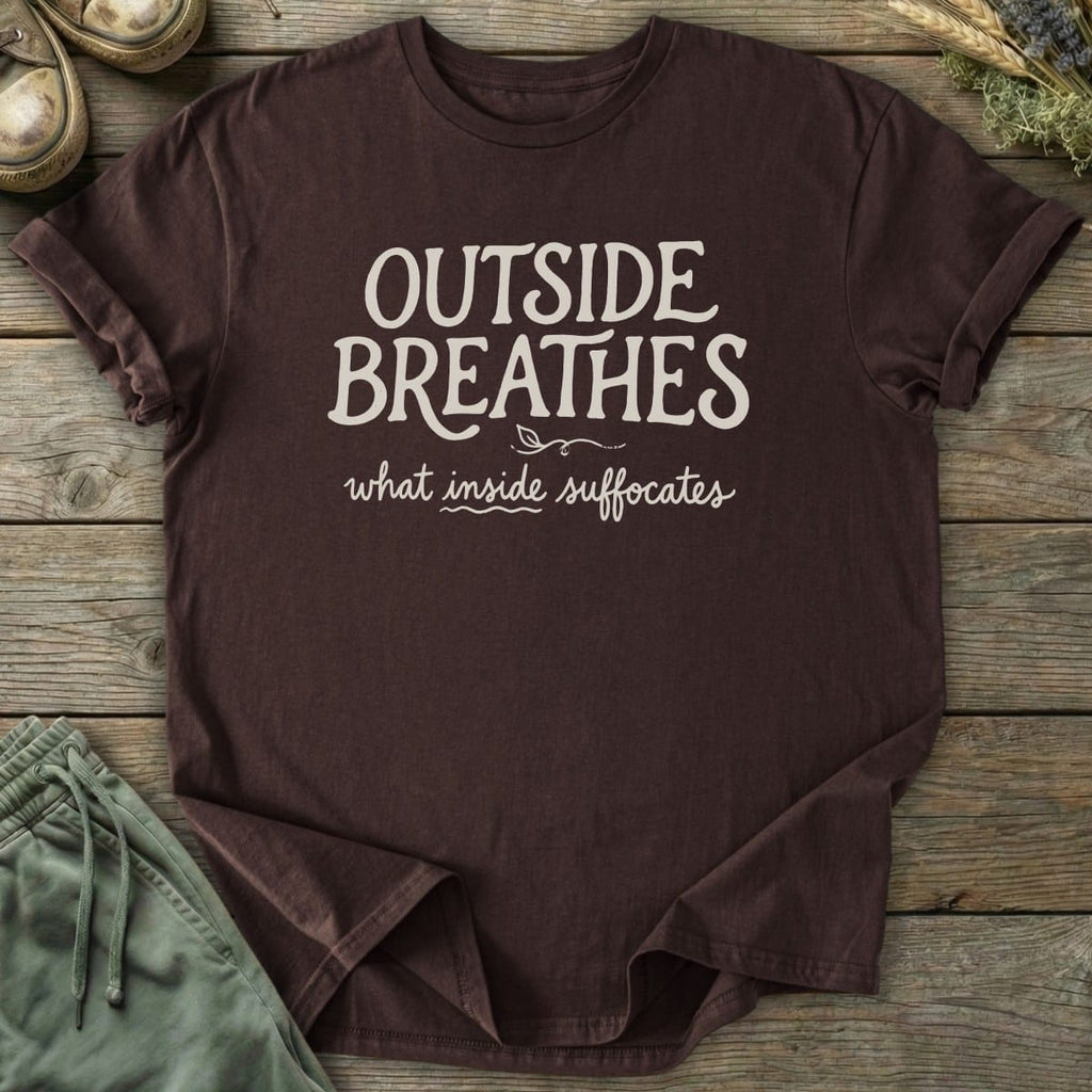 Printify T-Shirt Outside Breathes Text T-Shirt