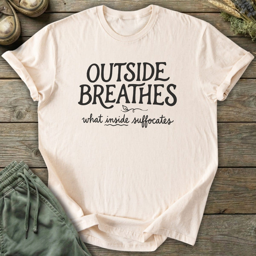 Printify T-Shirt Outside Breathes Text T-Shirt