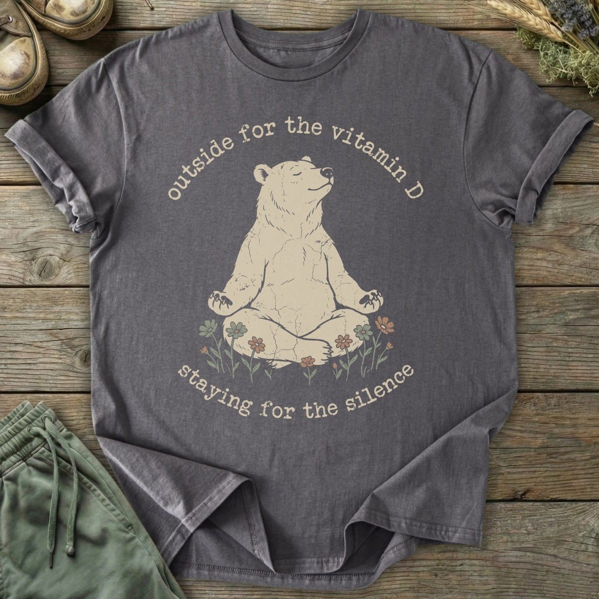 Printify T-Shirt Outside For Vitamin D Bear T-Shirt