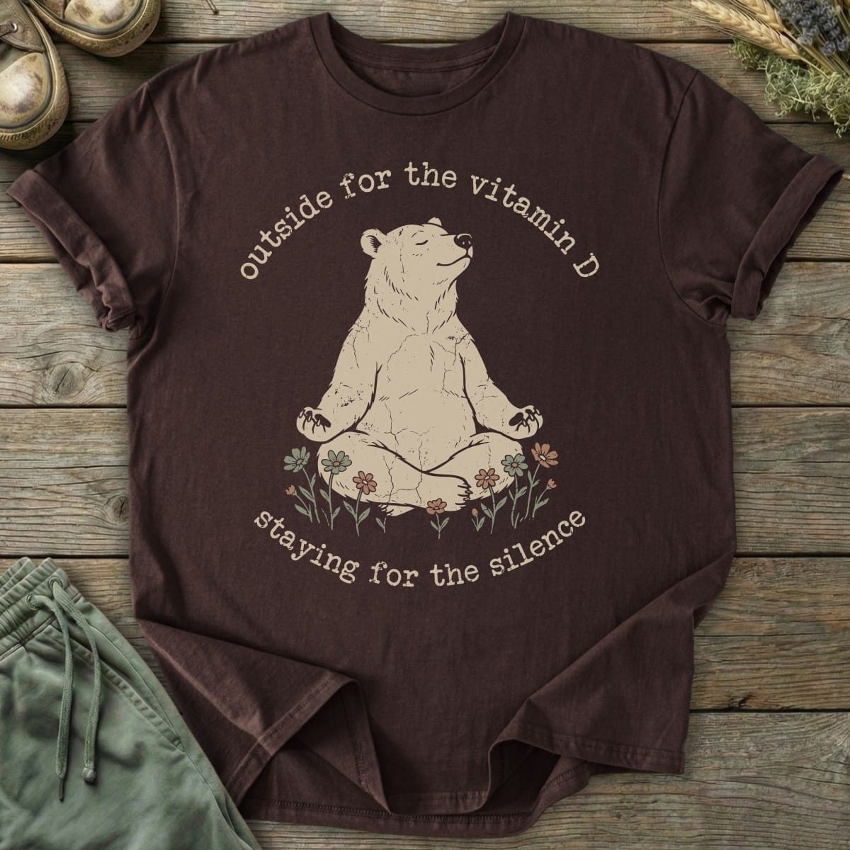 Printify T-Shirt Outside For Vitamin D Bear T-Shirt