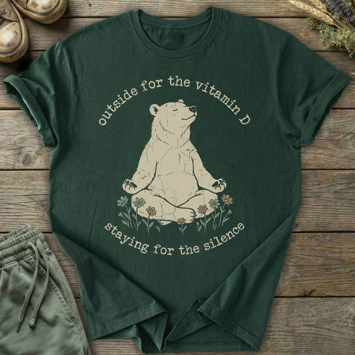 Printify T-Shirt Outside For Vitamin D Bear T-Shirt