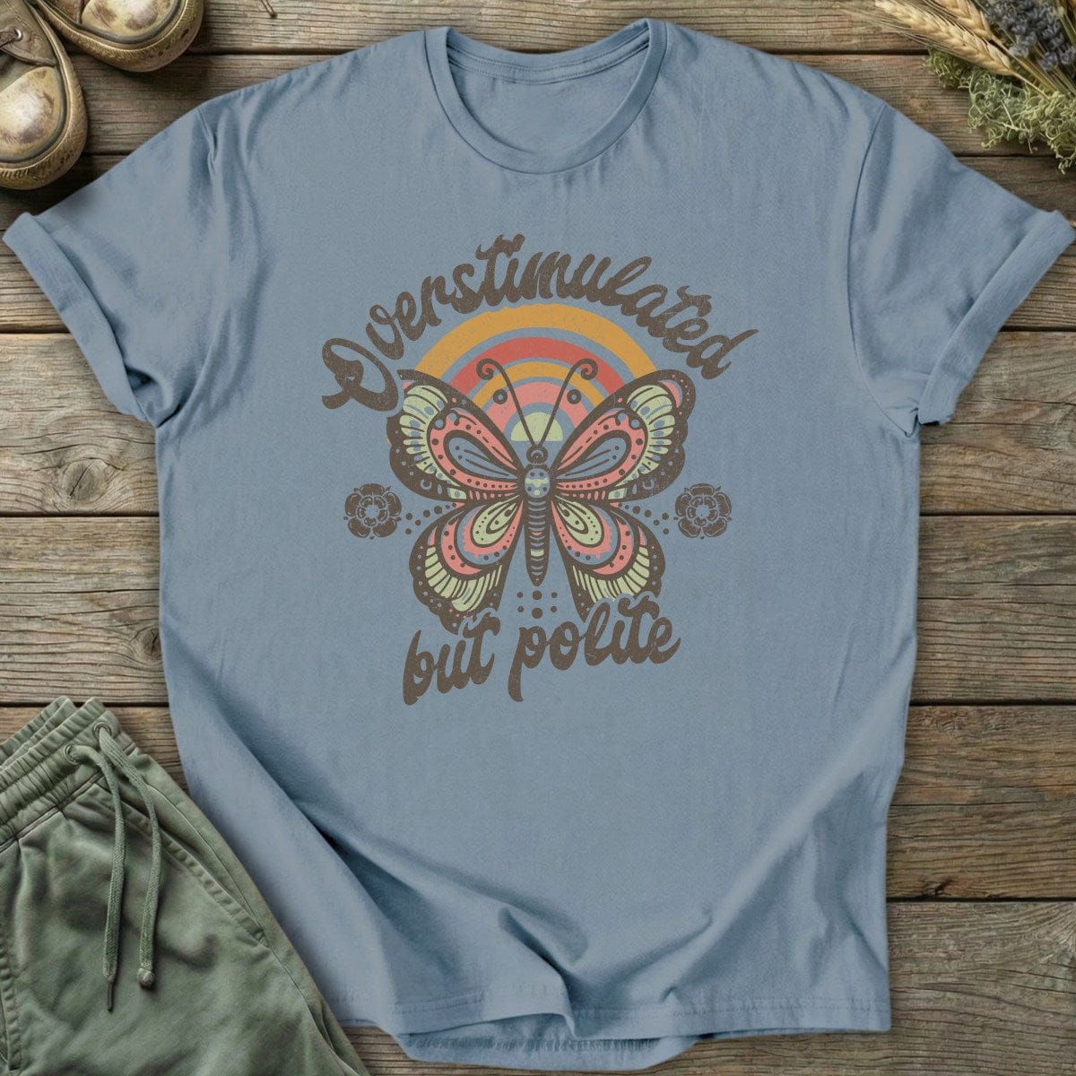 Printify T-Shirt Overstimulated But Polite T-Shirt