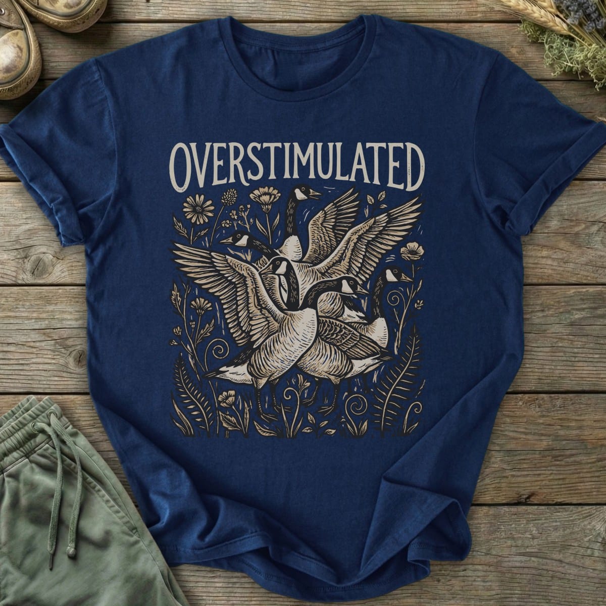 Printify T-Shirt Overstimulated Geese T-Shirt