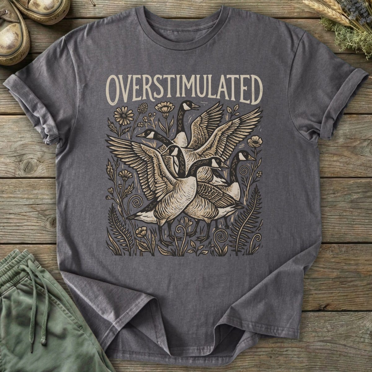 Printify T-Shirt Overstimulated Geese T-Shirt
