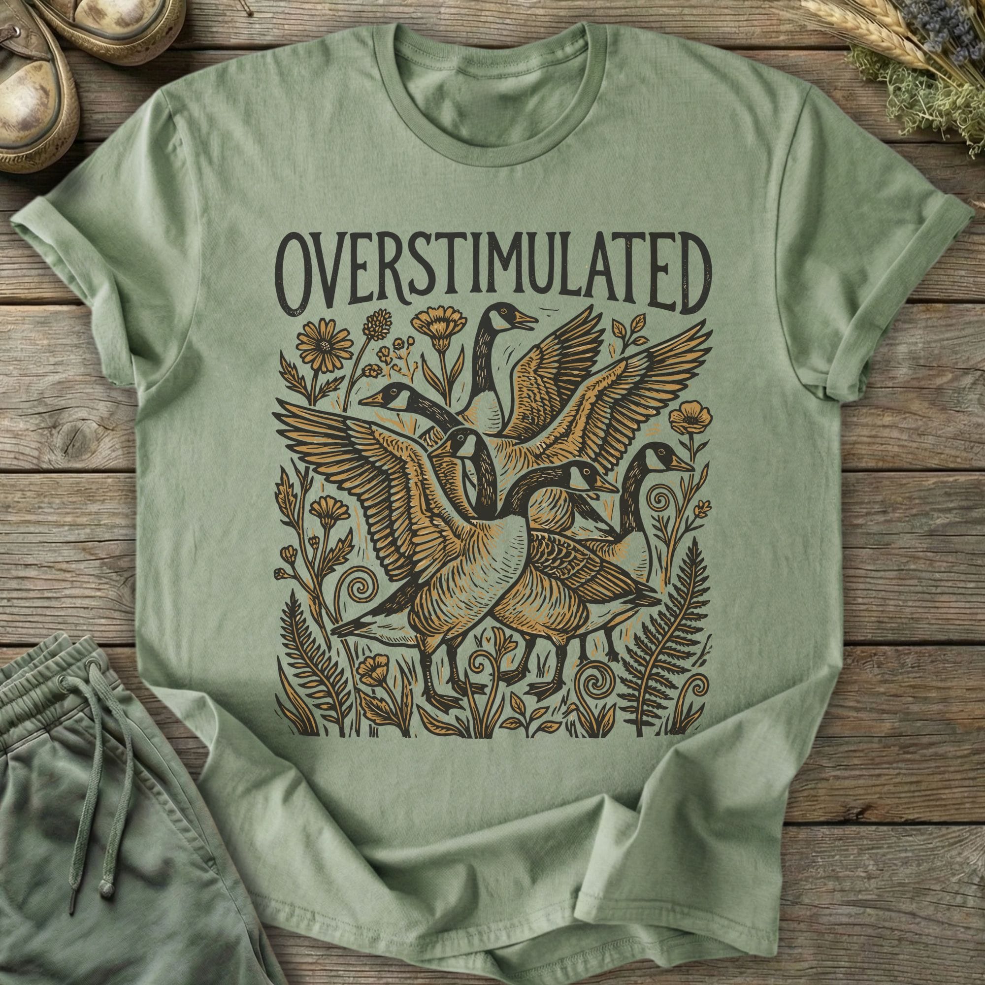 Printify T-Shirt Overstimulated Geese T-Shirt