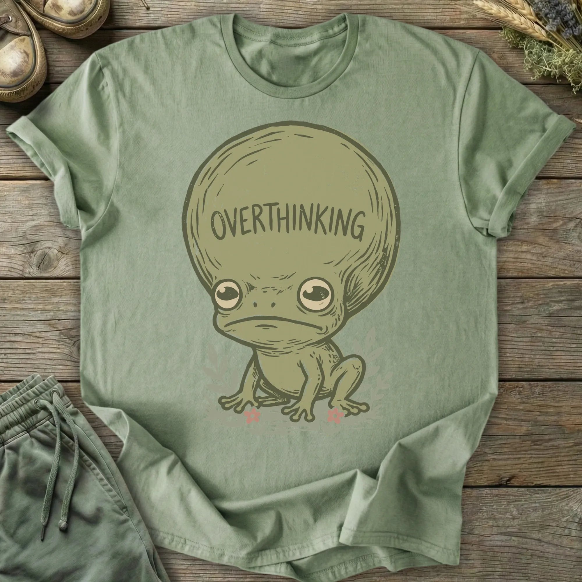 Printify T-Shirt Overthinking Frog Head T-Shirt