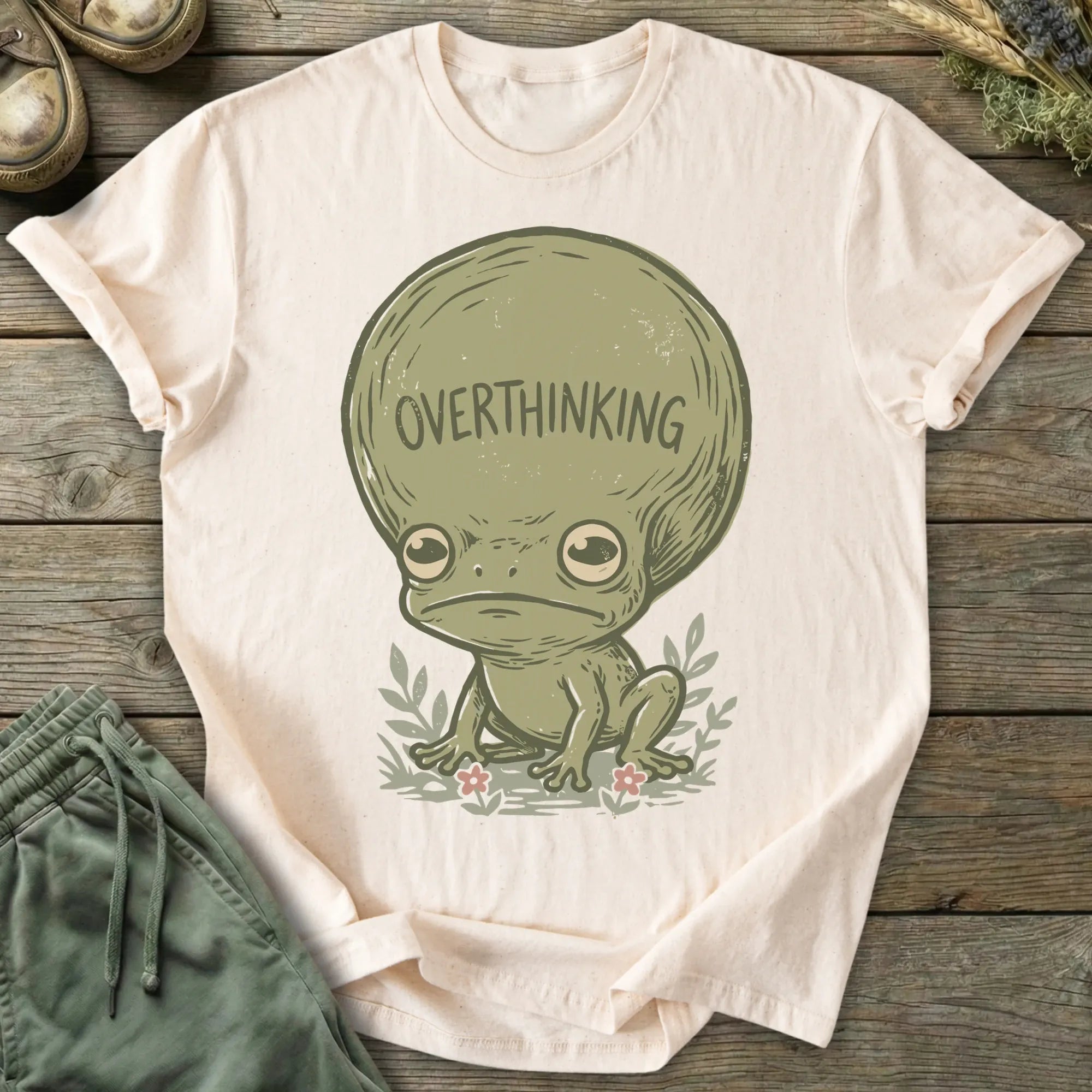 Printify T-Shirt Overthinking Frog Head T-Shirt