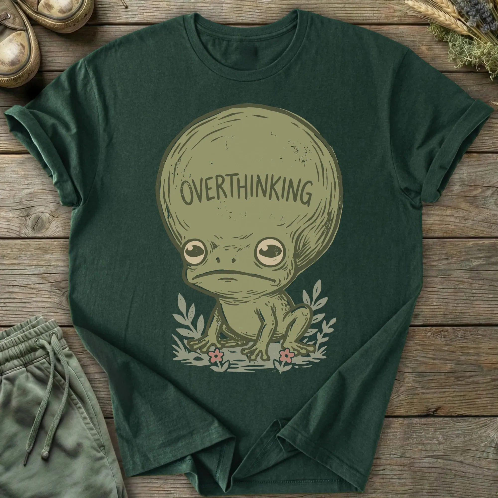 Printify T-Shirt Overthinking Frog Head T-Shirt