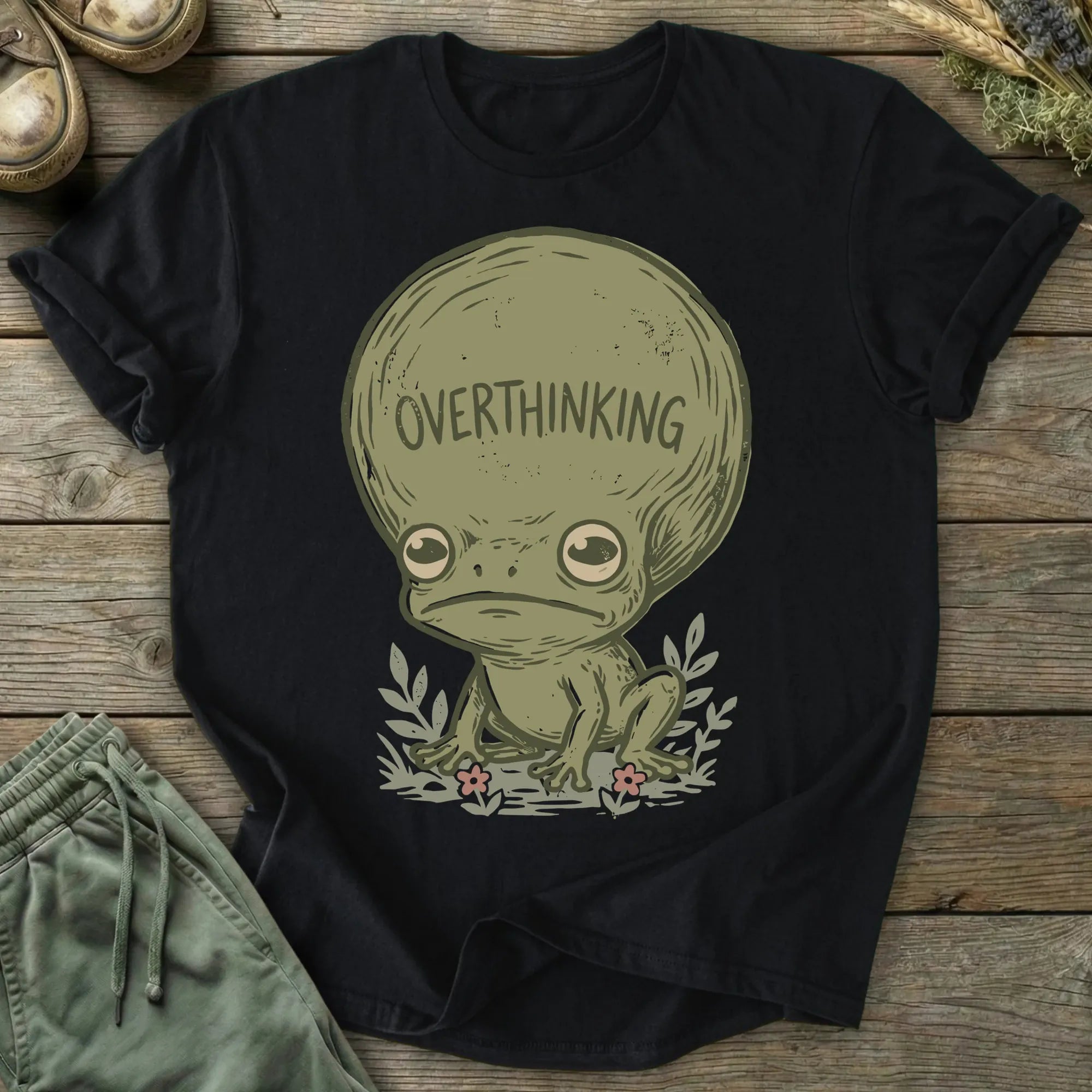 Printify T-Shirt Overthinking Frog Head T-Shirt