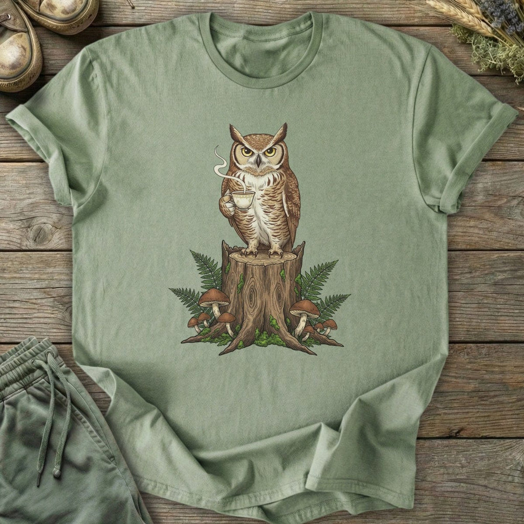 Printify T-Shirt Owl on Stump T-Shirt