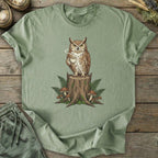 Printify T-Shirt Owl on Stump T-Shirt