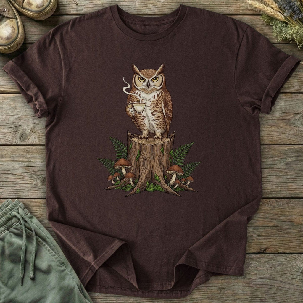 Printify T-Shirt Owl on Stump T-Shirt