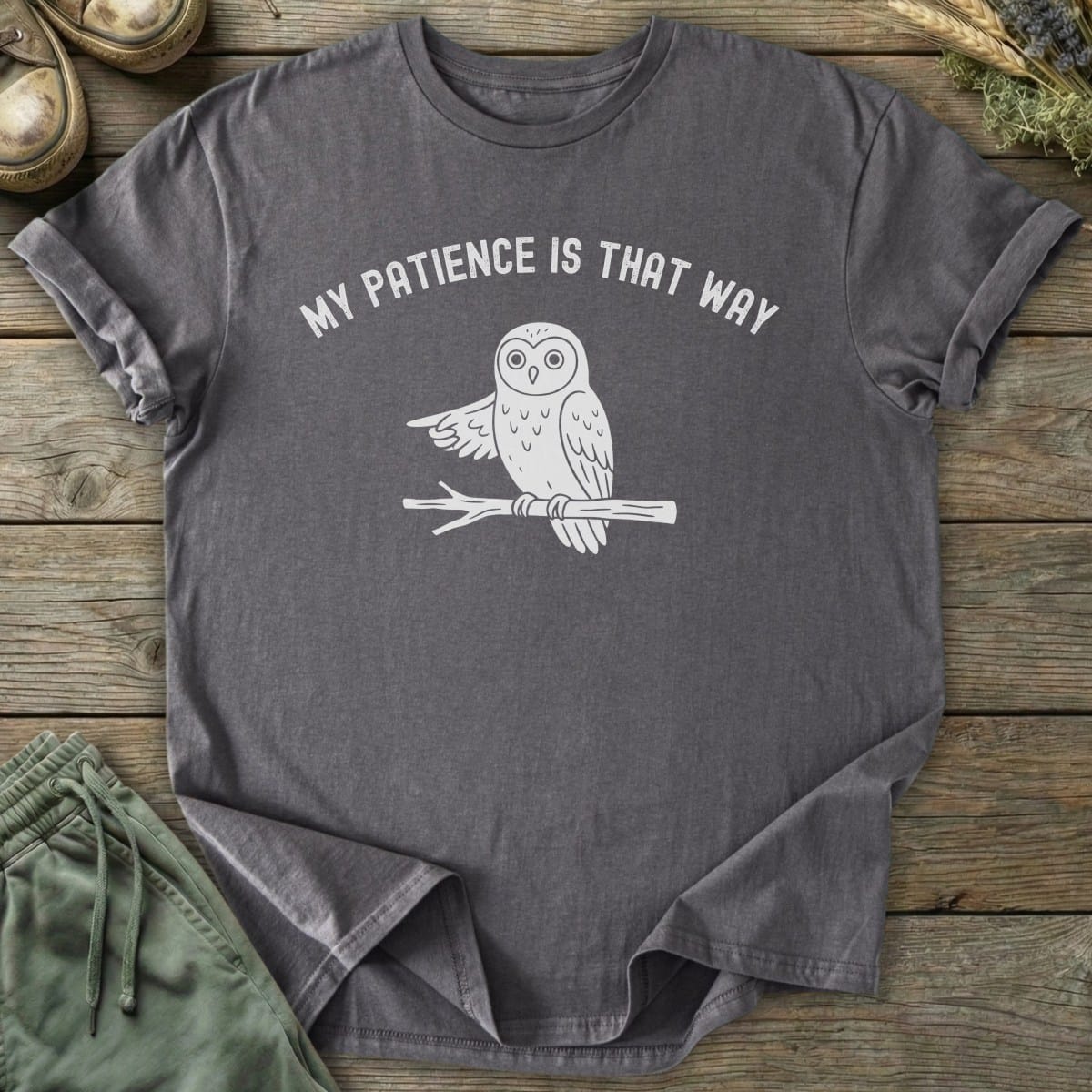 Printify T-Shirt Owl's Patience T-Shirt