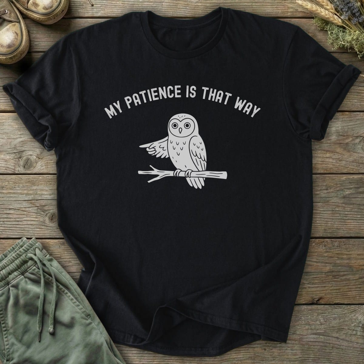 Printify T-Shirt Owl's Patience T-Shirt