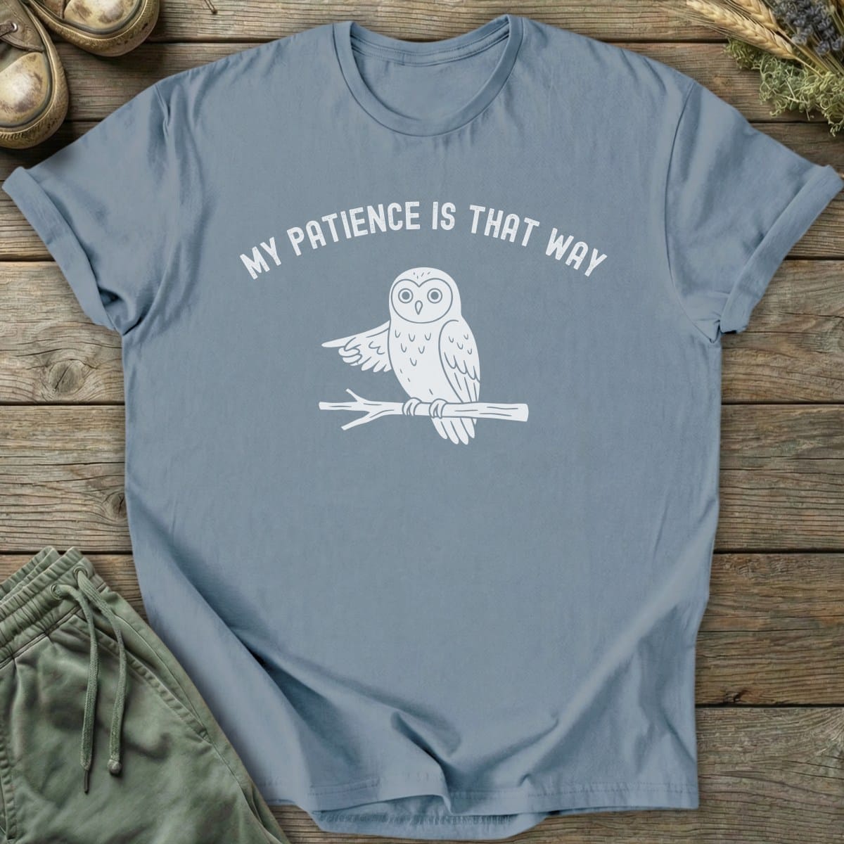 Printify T-Shirt Owl's Patience T-Shirt