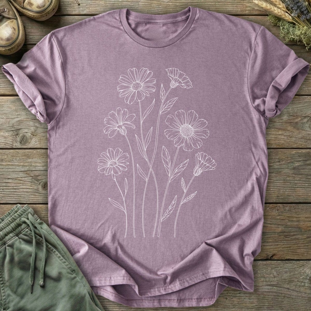 Printify T-Shirt Pressed Flowers Wildflower  T-Shirt