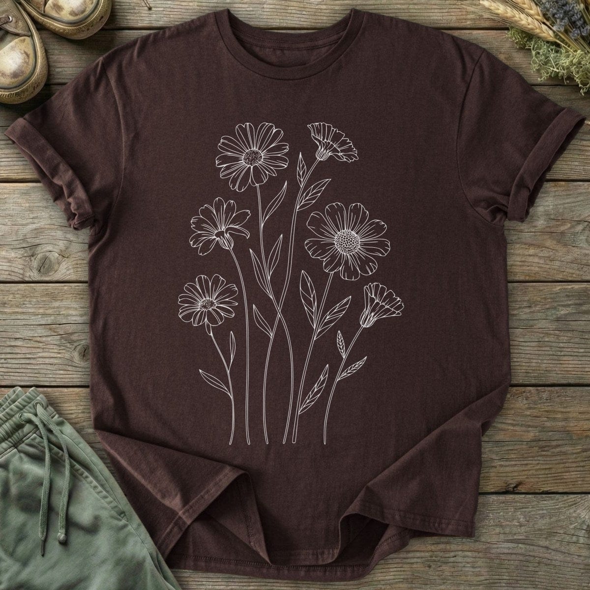 Printify T-Shirt Pressed Flowers Wildflower  T-Shirt