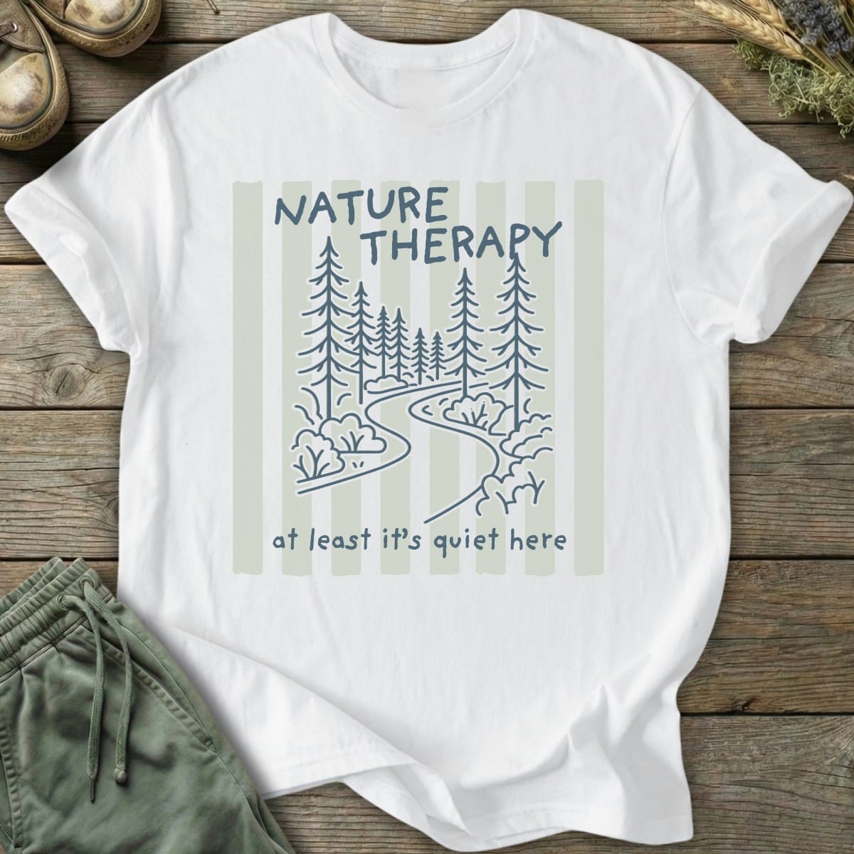 Printify T-Shirt Quiet Here Stripe T-Shirt