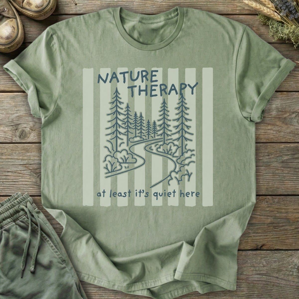 Printify T-Shirt Quiet Here Stripe T-Shirt