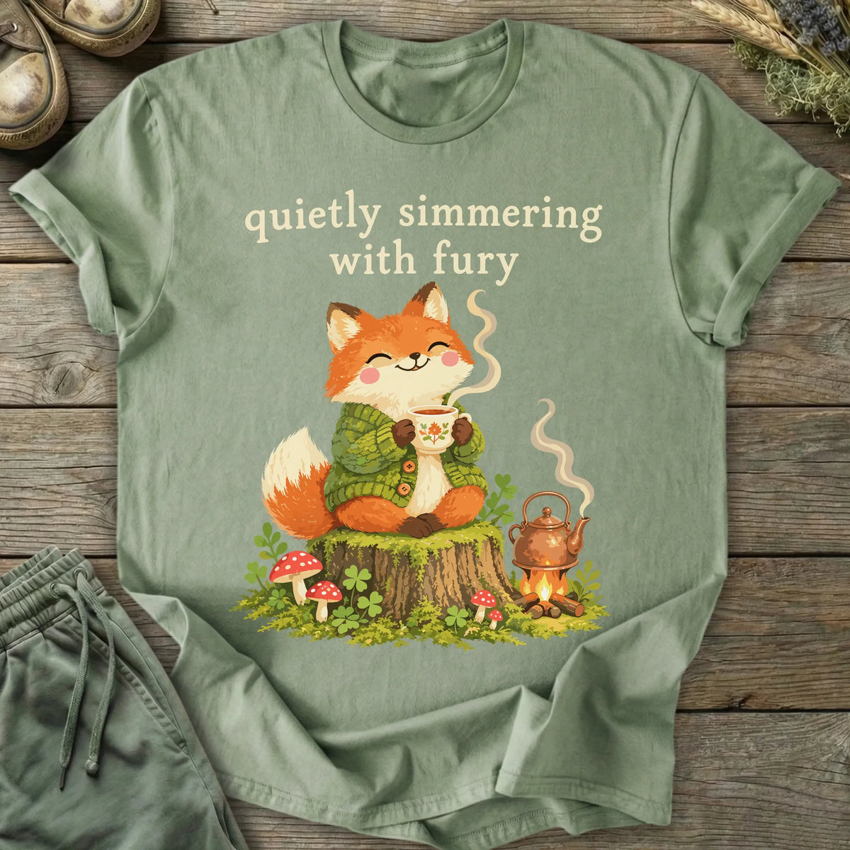 Printify T-Shirt Quietly Simmering T-Shirt